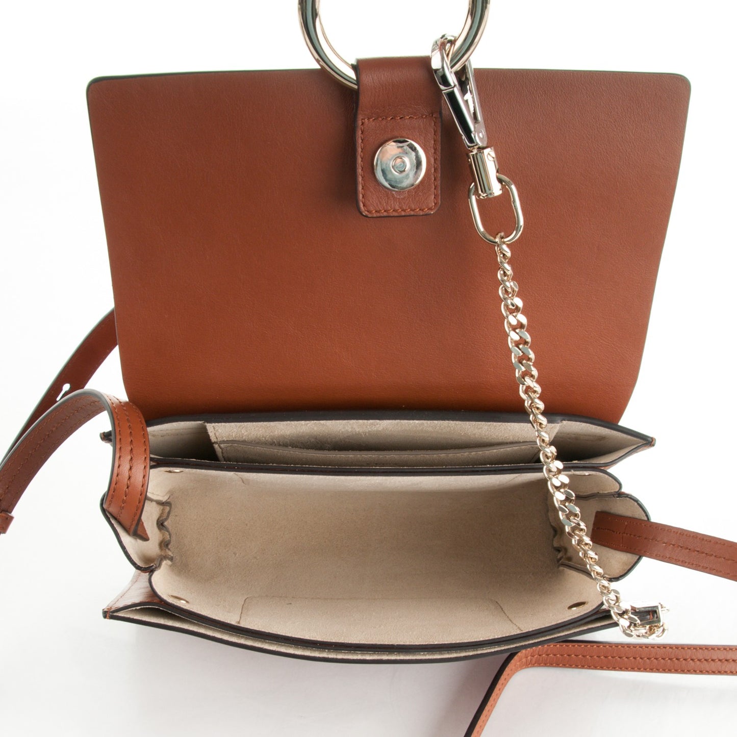 Suede Calfskin Small Faye Shoulder Bag Tobacco