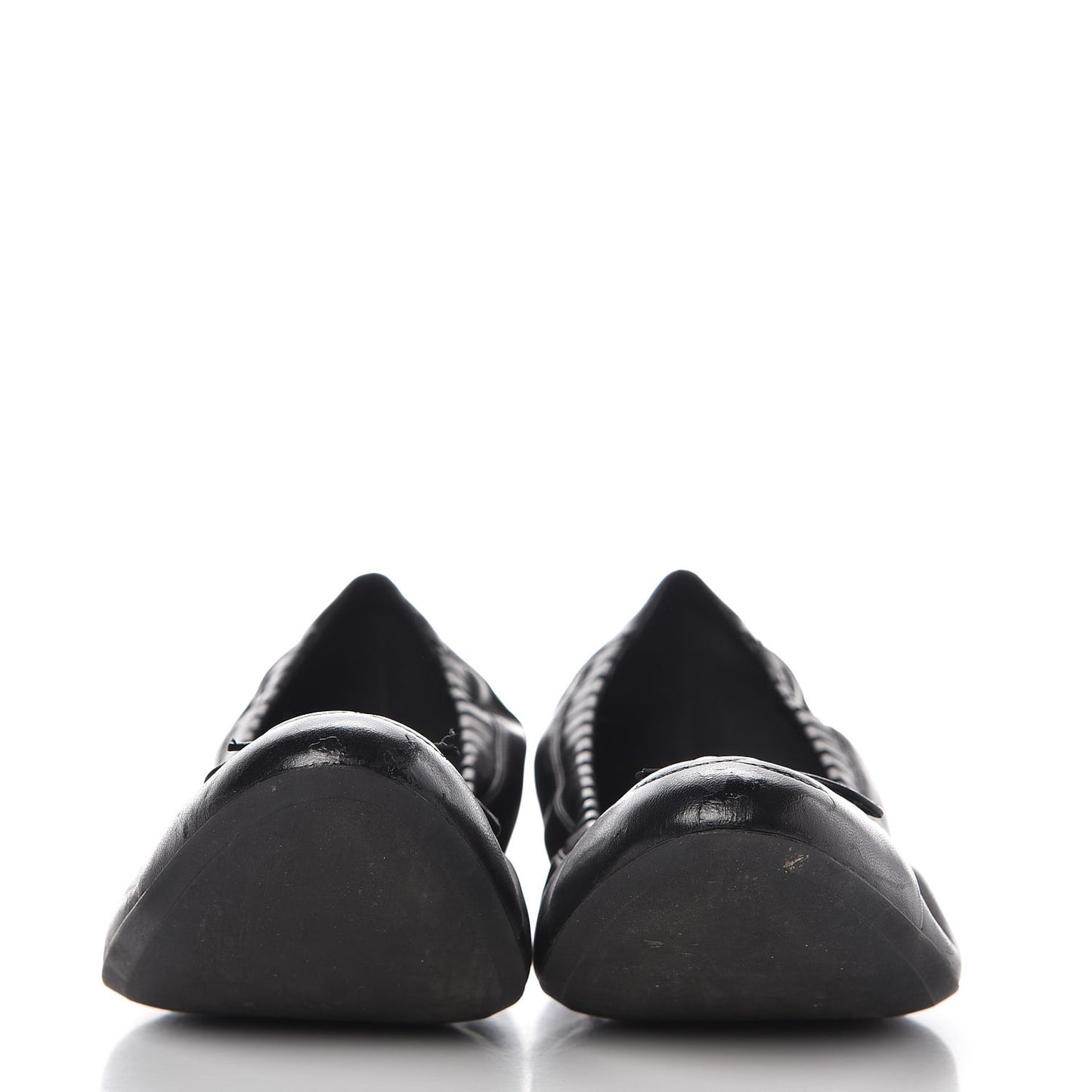 Lambskin CC Elastic Cap Toe Ballerina Flats 38 Black