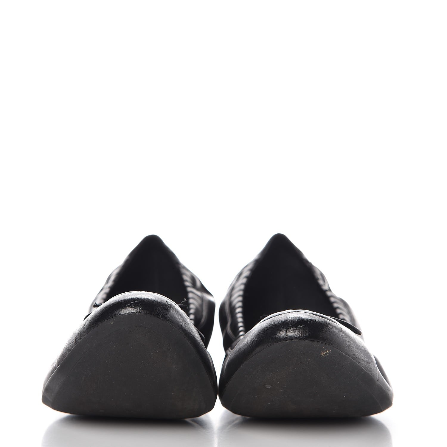Chanel Lambskin CC Elastic Cap Toe Ballerina Flats 38 Black 2 of 12