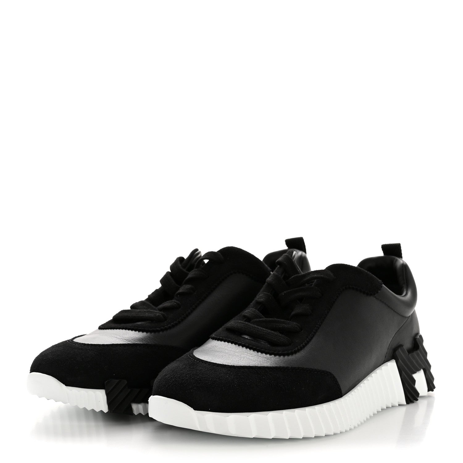 Hermes Goatskin Suede Goatskin Bouncing Sneakers 40 Black 4 of 10