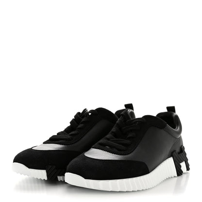 Hermes Goatskin Suede Goatskin Bouncing Sneakers 40 Black 4 of 10