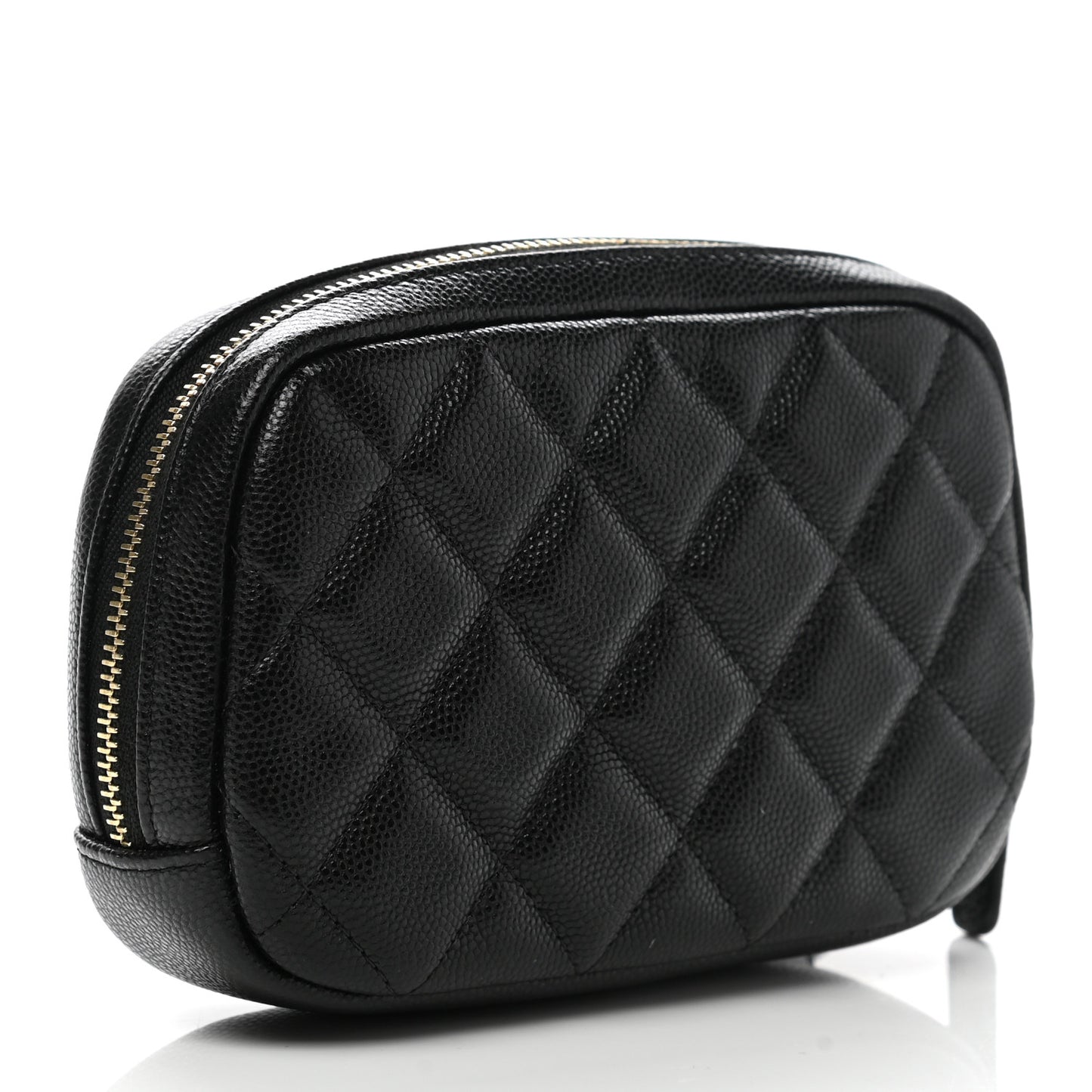 Caviar Quilted Small Curvy Pouch Cosmetic Case Black