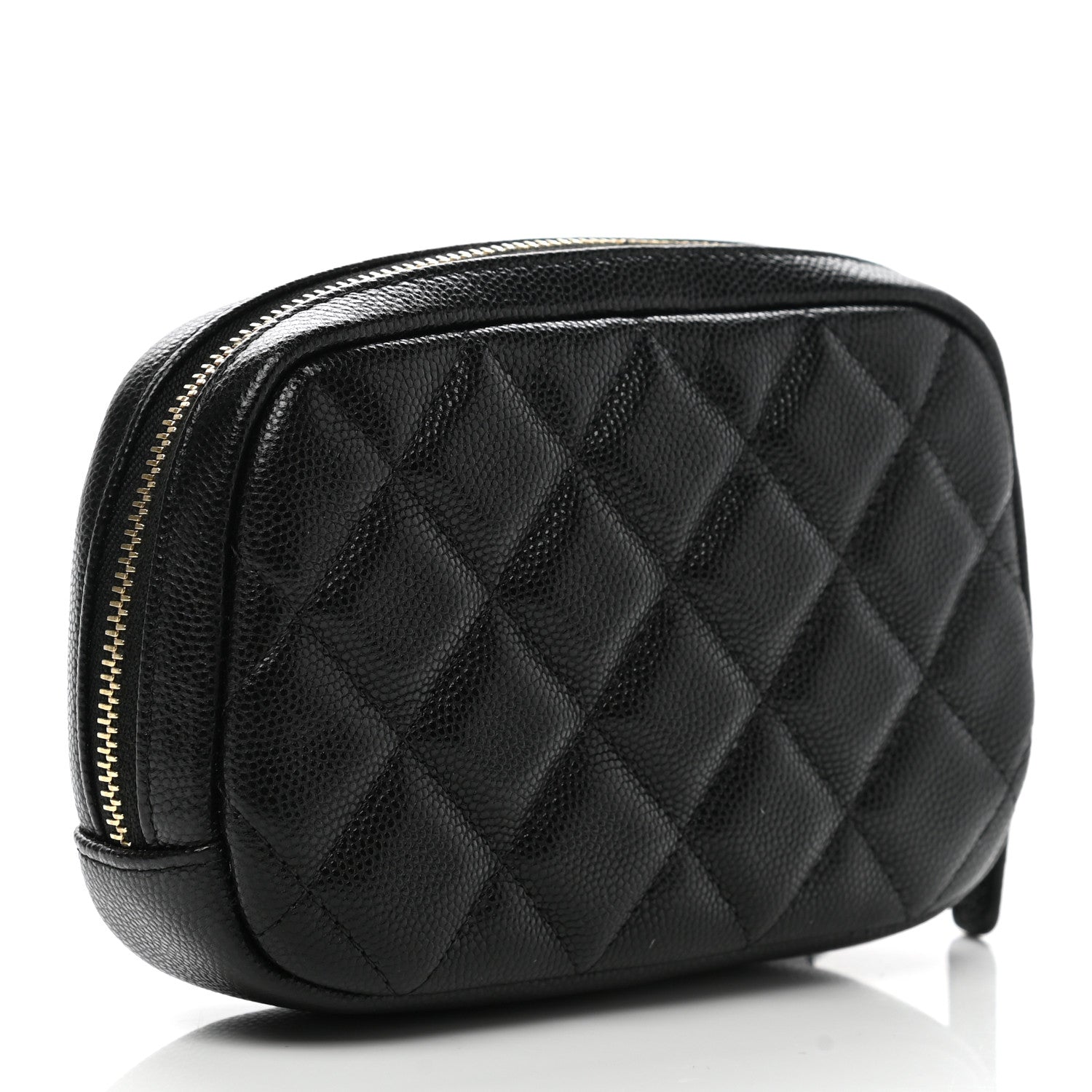 Chanel Caviar Quilted Small Curvy Pouch Cosmetic Case Black 3 of 8