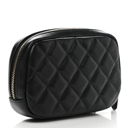 Chanel Caviar Quilted Small Curvy Pouch Cosmetic Case Black 3 of 8