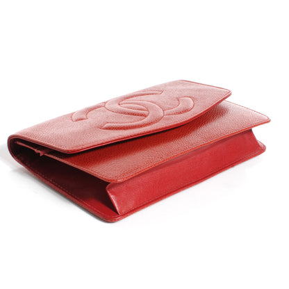 Chanel Caviar CC Flap Clutch Wallet Red 4 of 9