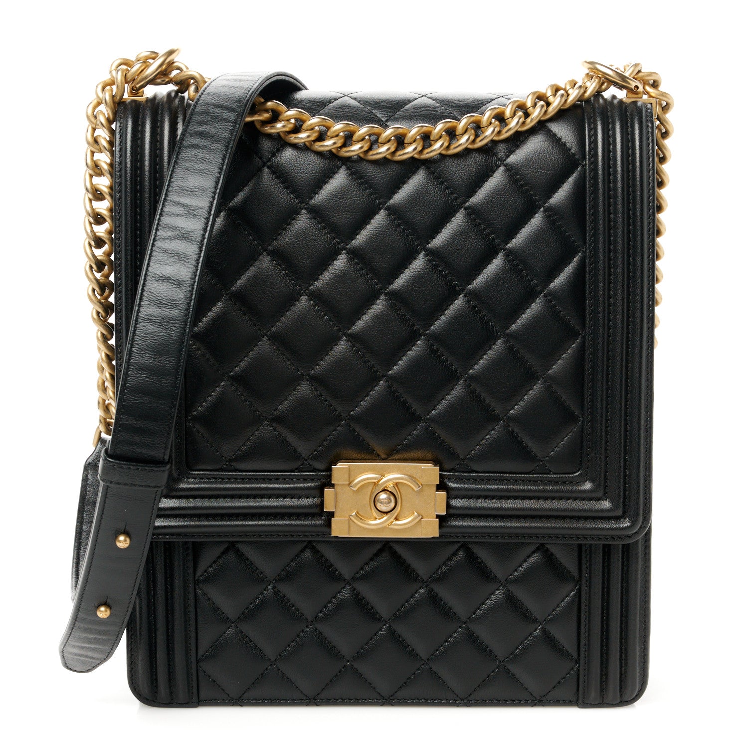 Chanel Calfskin Quilted North South Boy Flap Black 1 of 10