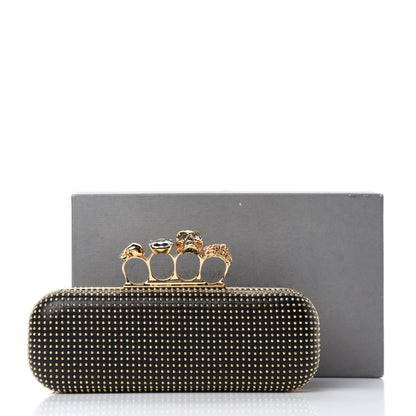 Alexander McQueen Suede Studded Skull Knuckle Box Clutch Black 11 of 11