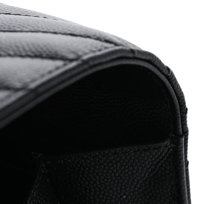 Saint Laurent Grain De Poudre Matelasse Chevron Monogram Envelope Clutch Black 10 of 11
