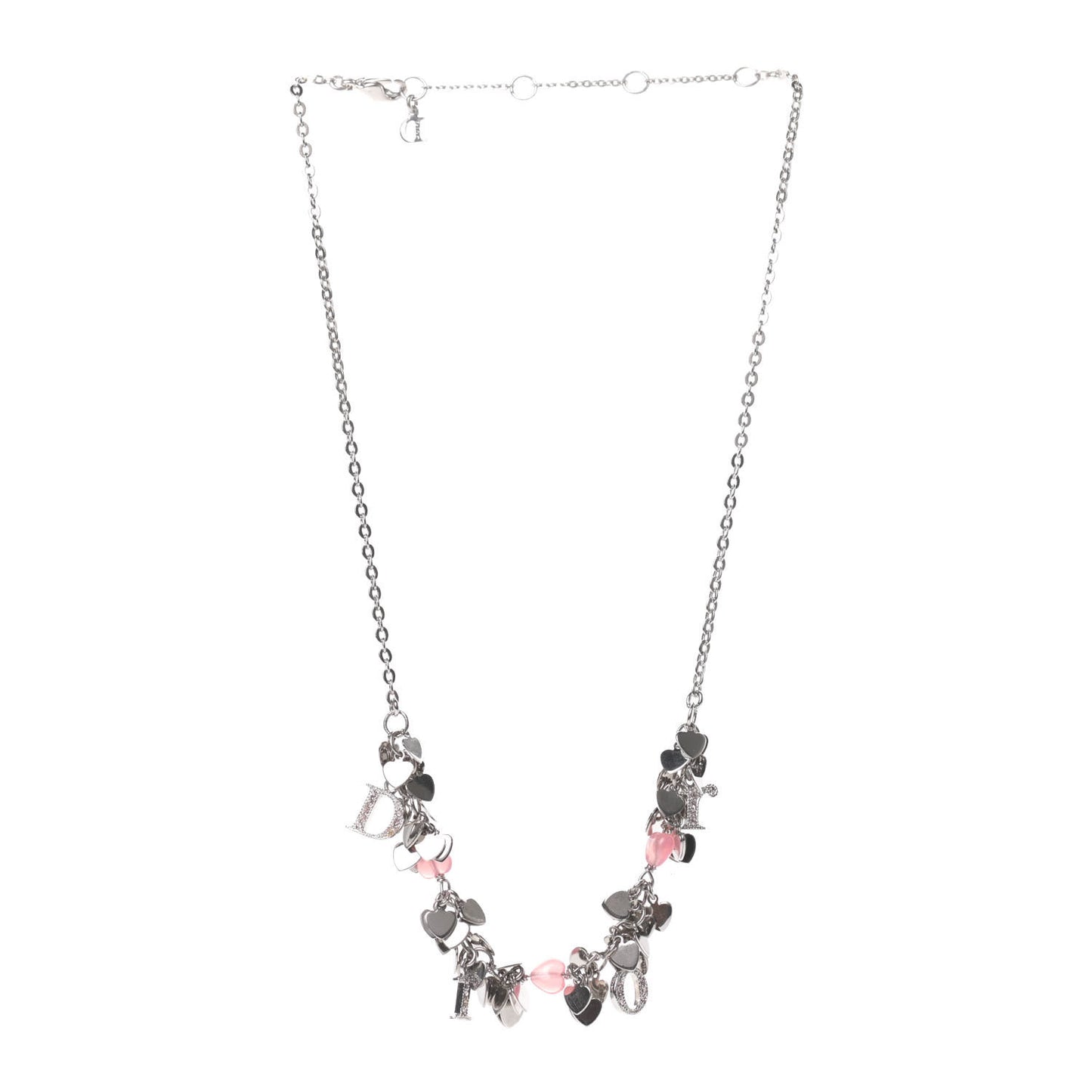 Crystal Rose Heart Charm Necklace