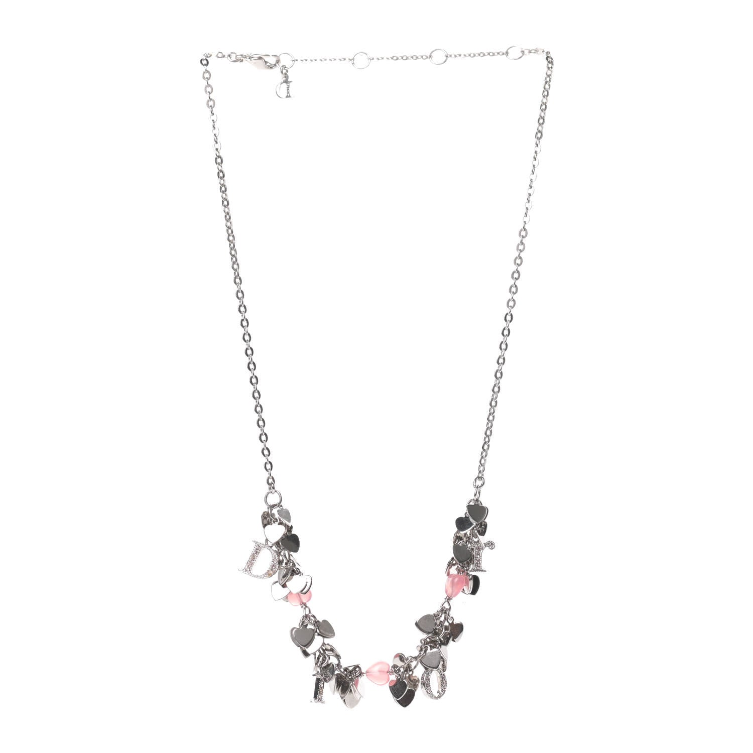 Christian Dior Crystal Rose Heart Charm Necklace 3 of 4