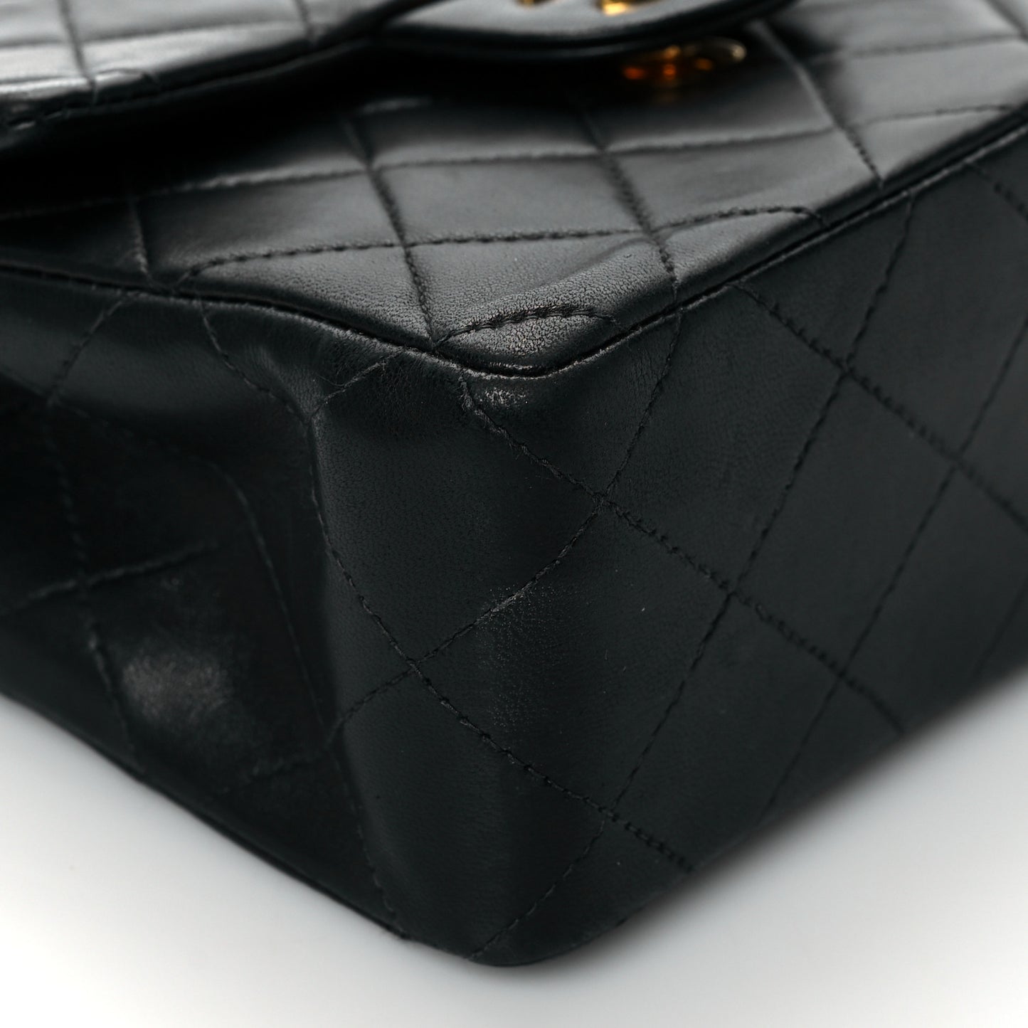 Lambskin Quilted Mini Square Flap Bag Black