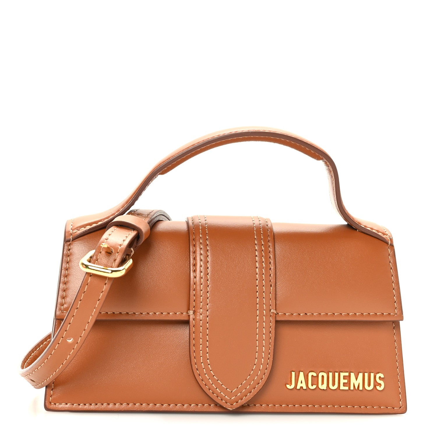 JACQUEMUS Smooth Calfskin Le Bambino in the color Light Brown by FASHIONPHILE