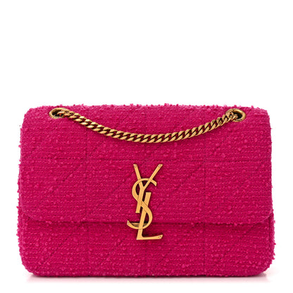 Saint Laurent Boucle Tweed Patchwork Monogram Medium Jamie Baguette Magenta 1 of 10