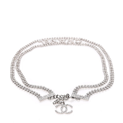 Chanel Crystal Logo Chain Belt Silver 3 of 5