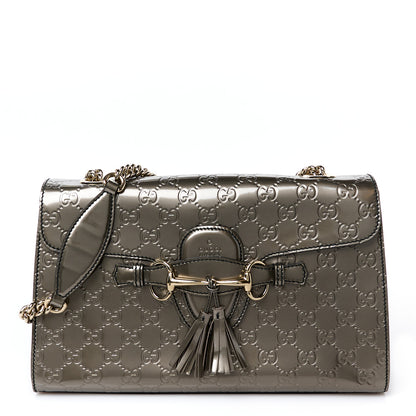 Gucci Shine Guccissima Medium Emily Chain Shoulder Bag Sasso 1 of 12