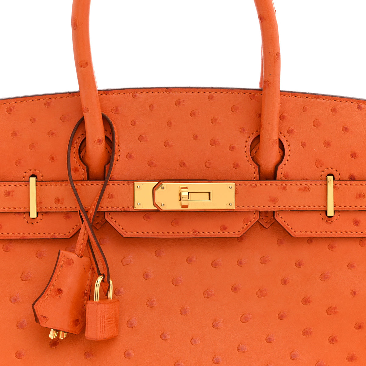 Hermes Ostrich Birkin 30 Orange 8 of 11