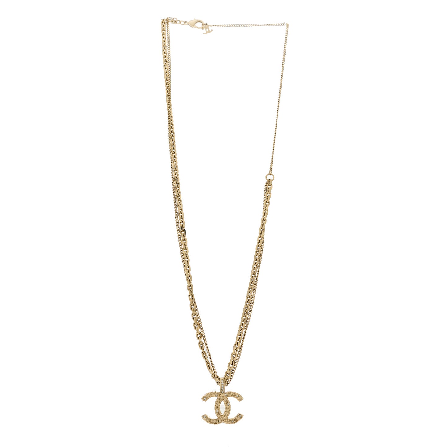 Crystal CC Multi Strand Chain Necklace Gold