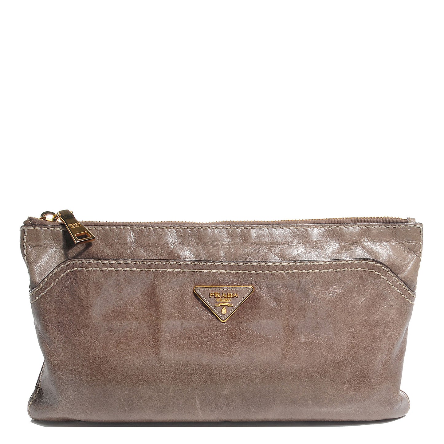 Vitello Shine Pochette Clutch Argilla