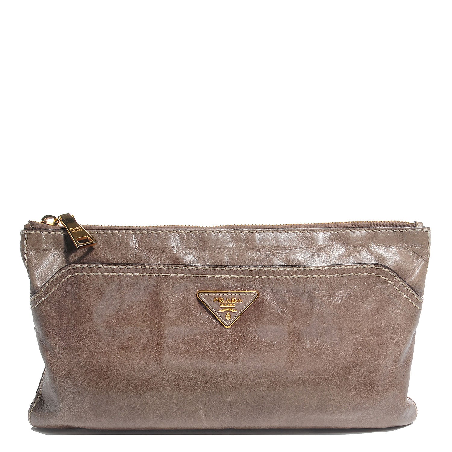 Prada Vitello Shine Pochette Clutch Argilla 1 of 10