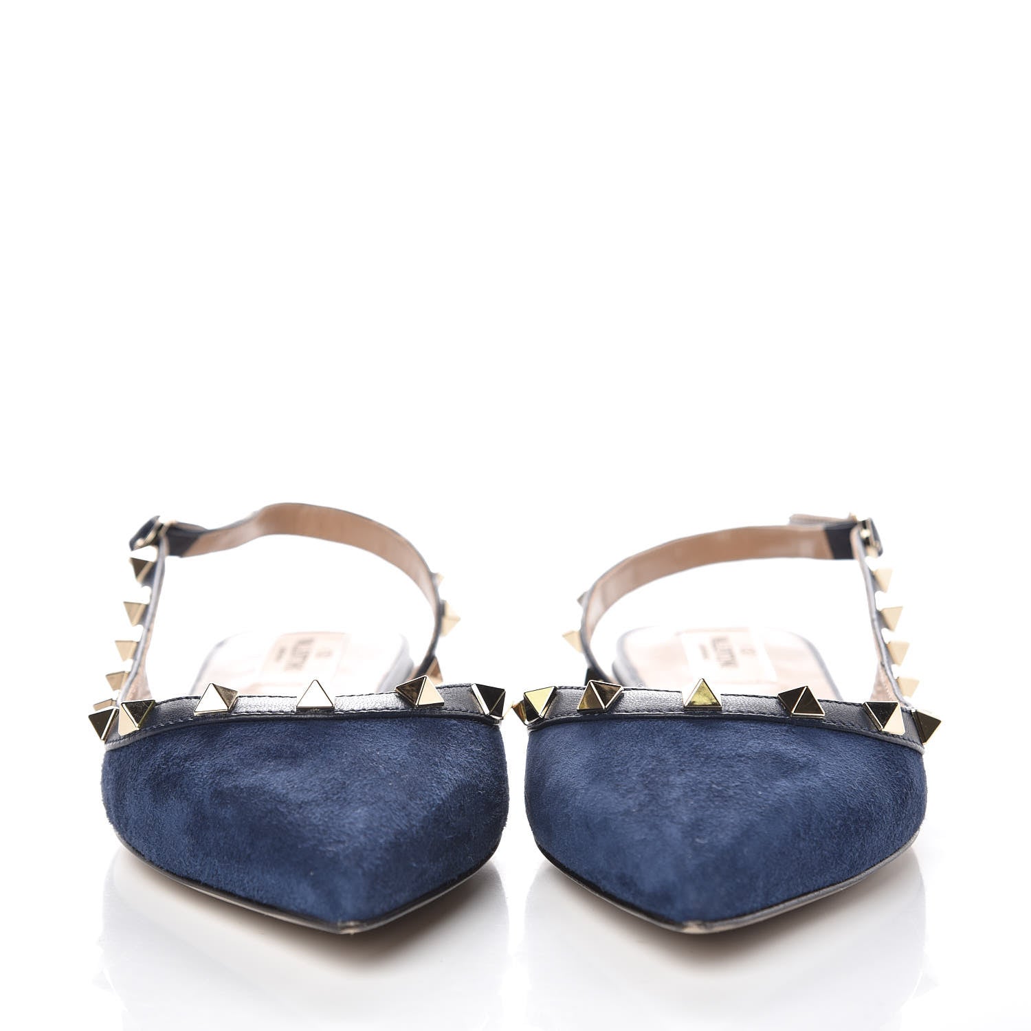 Valentino Garavani Suede Nappa Rockstud Slingback Flats 37 Marine 2 of 8