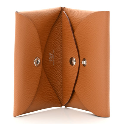 Hermes Epsom Calvi Duo Card Case Gold 5 of 9