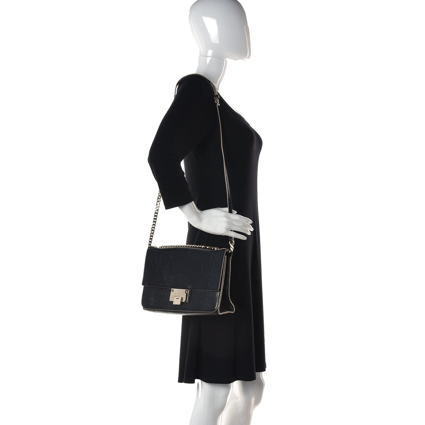 Washed Crinkled Calfskin Rebel Crossbody Bag Black