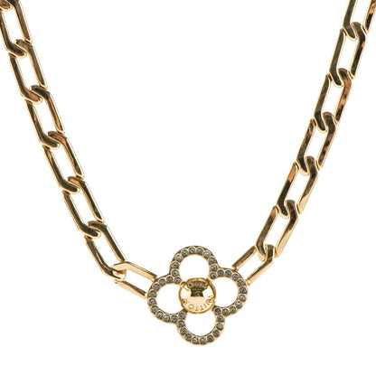 Louis Vuitton Swarovski Crystal Flower Power Necklace Gold 1 of 6