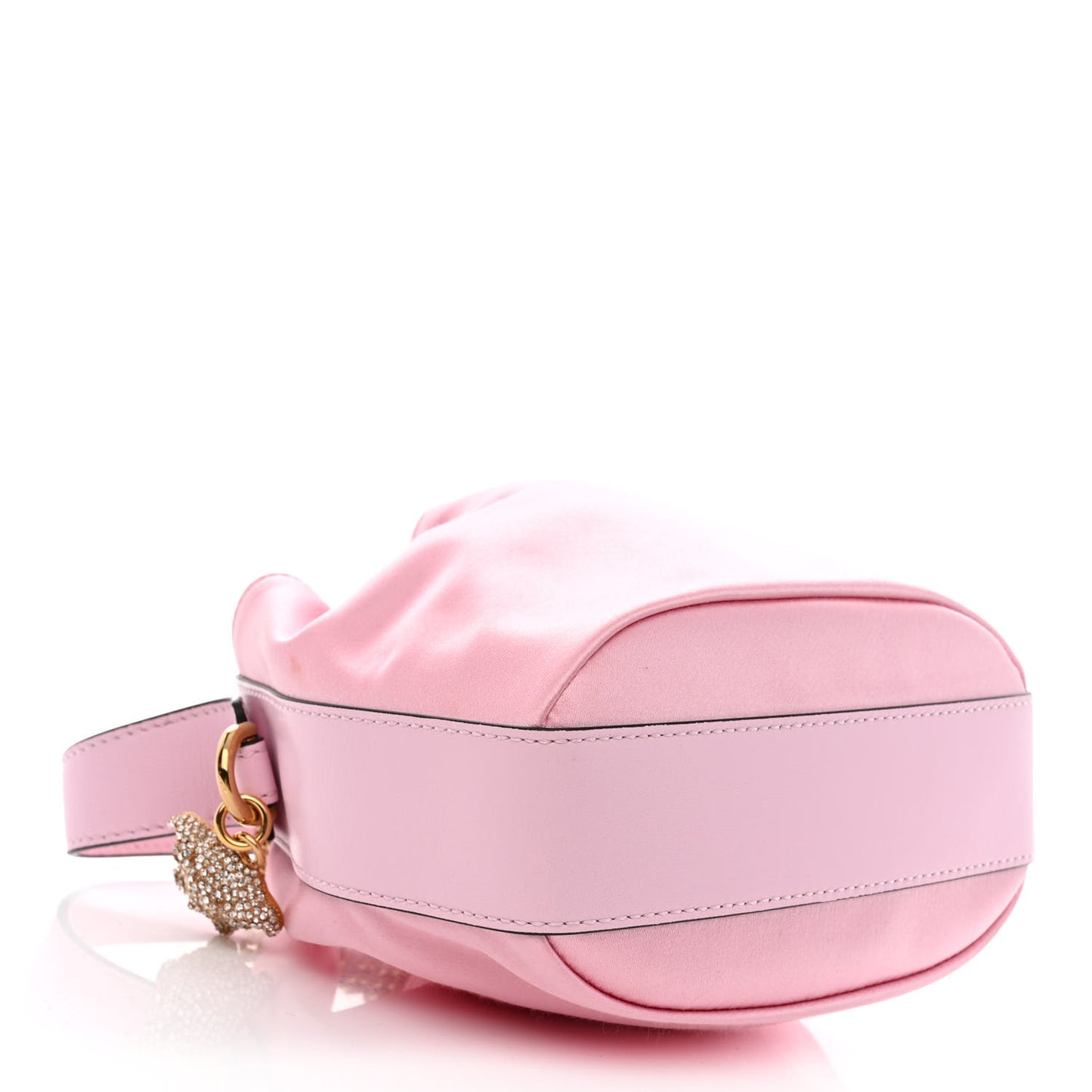 Satin Medusa Drawstring Bucket Bag Pink