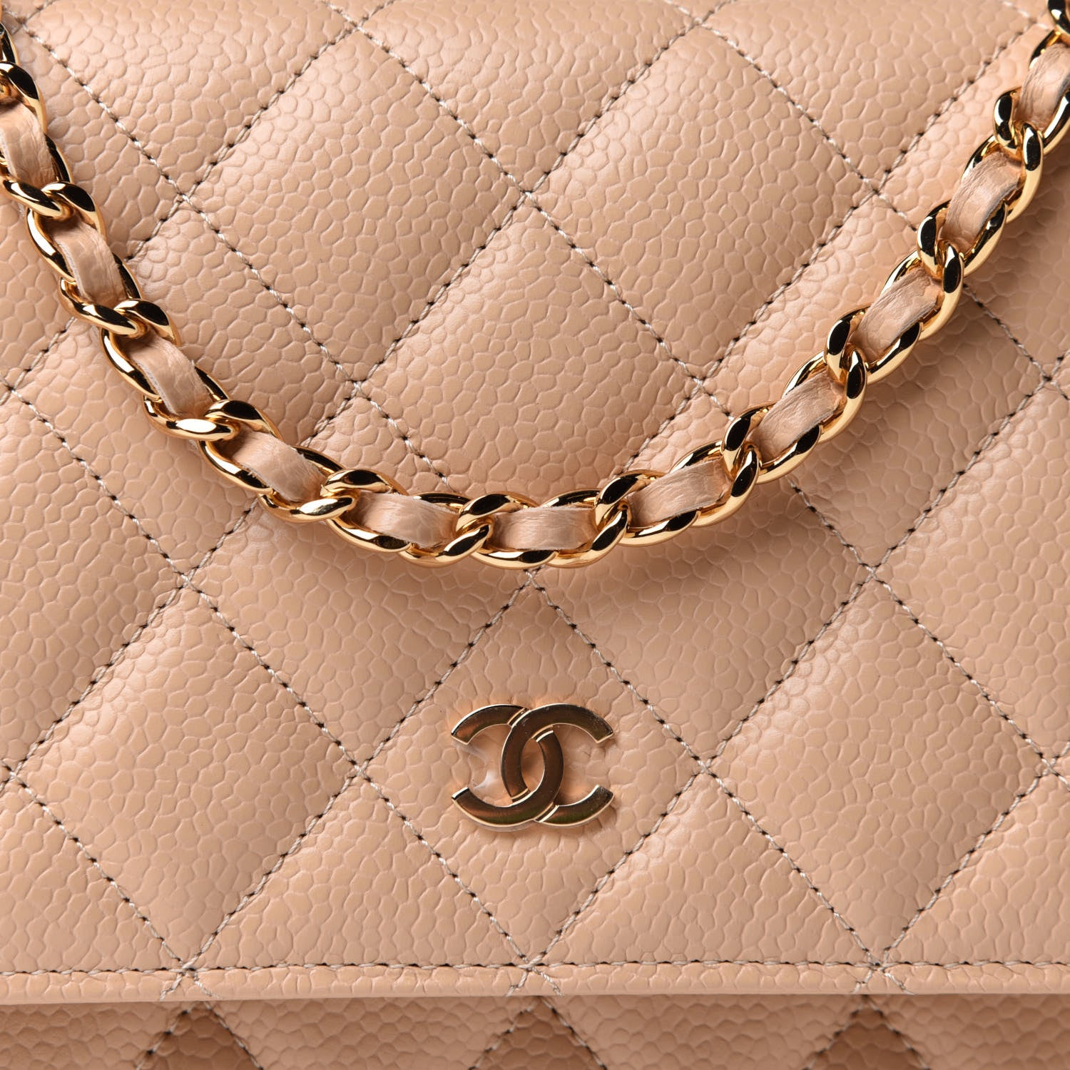 Chanel Caviar Quilted Wallet On Chain WOC Beige 8 of 11