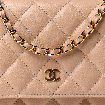 Chanel Caviar Quilted Wallet On Chain WOC Beige 8 of 11