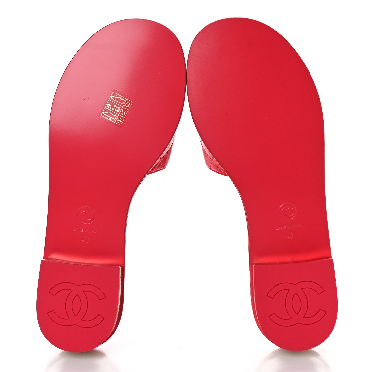 Chanel Patent Goatskin Quilted CC Sandals 40 Red 6 of 9