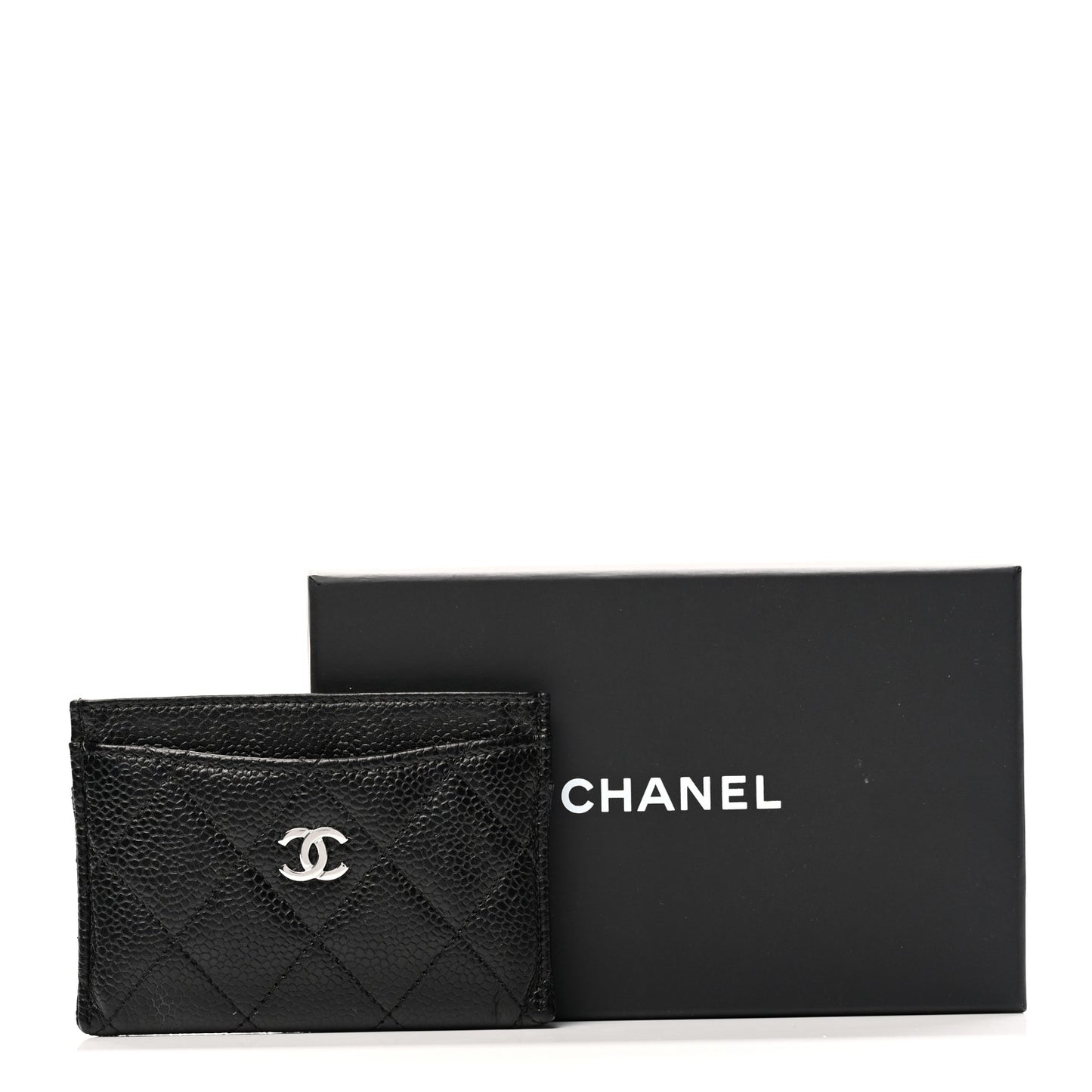 Caviar Quilted Card Holder Black