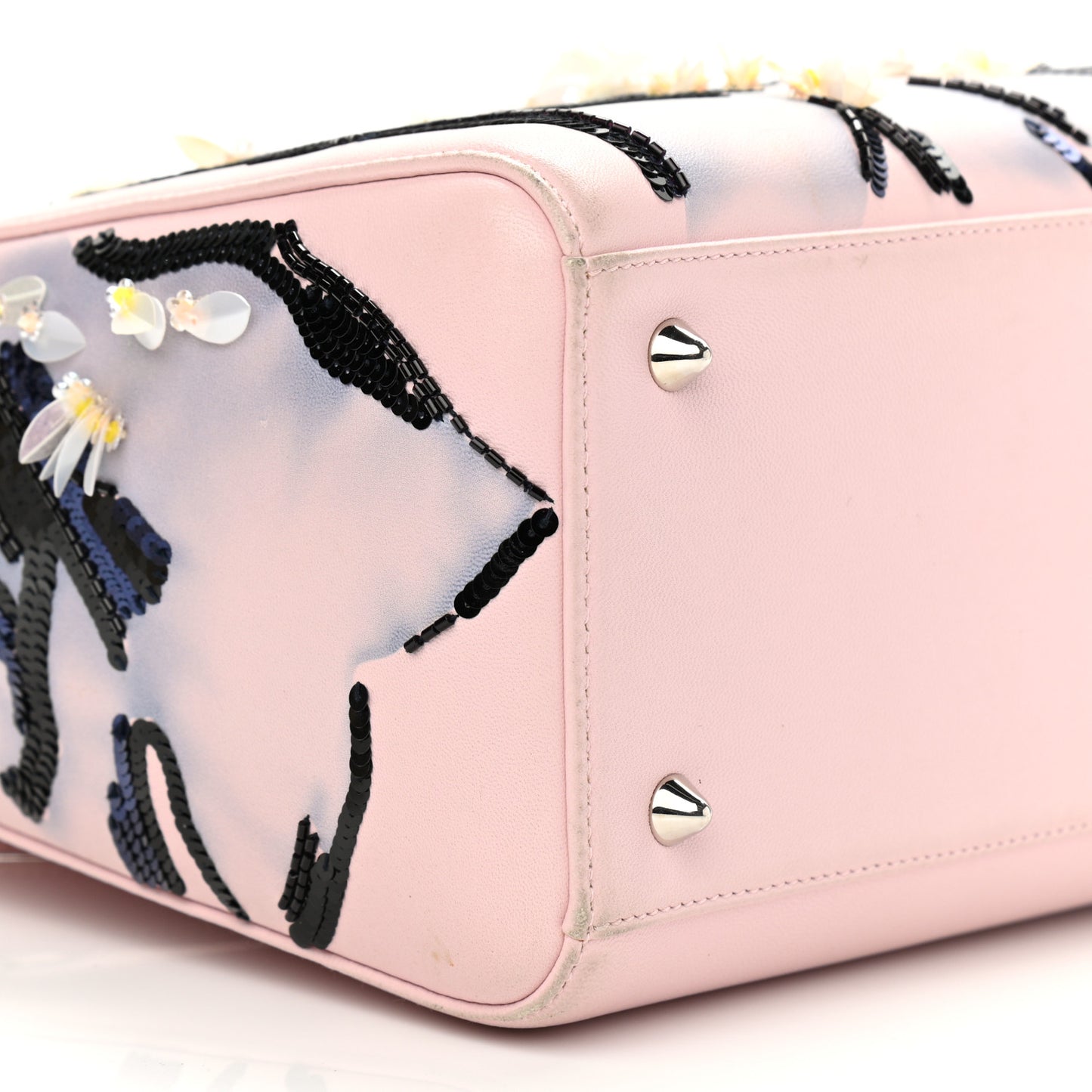 Deerskin Sequin Floral Printed Medium Lady Dior Pink