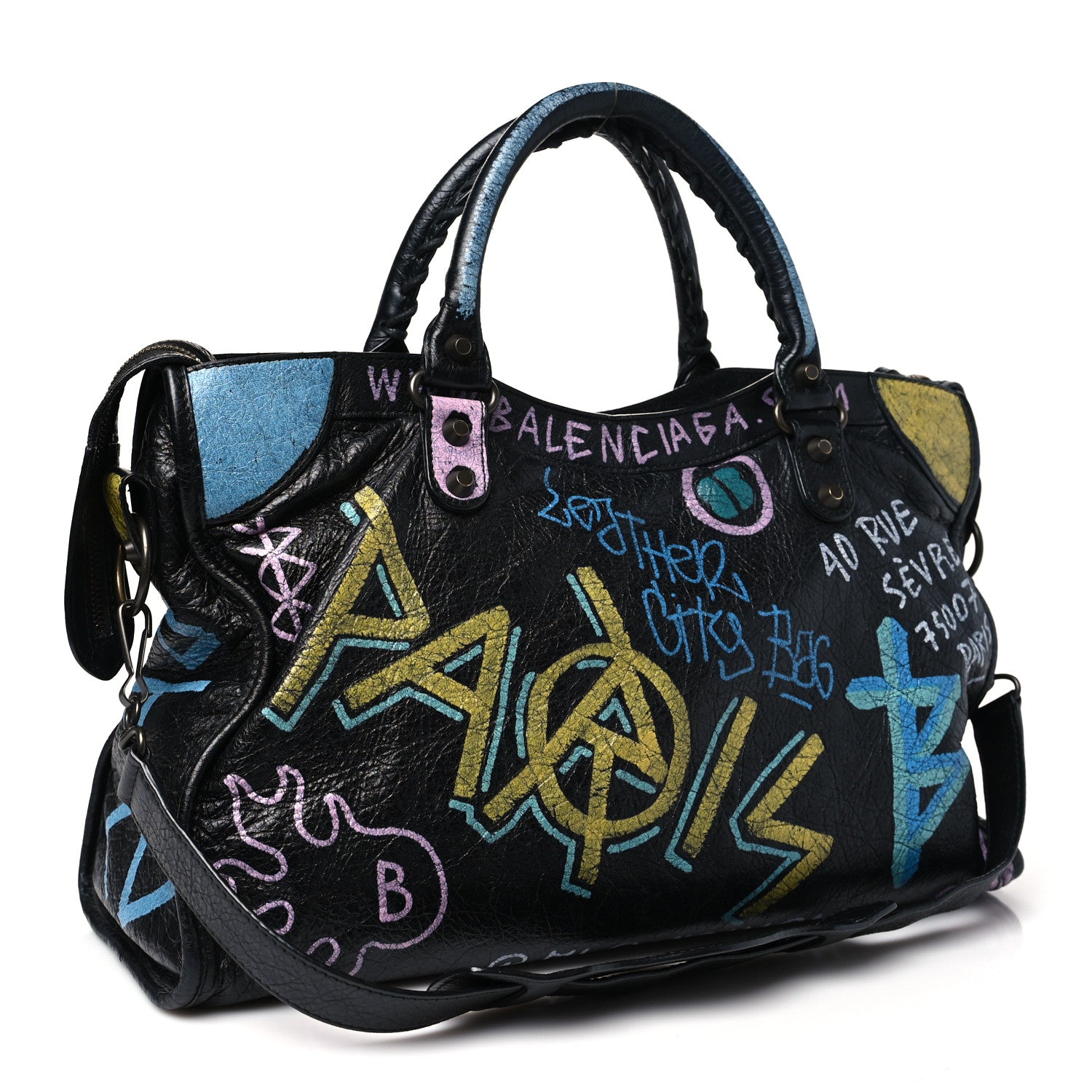 Balenciaga Agneau Graffiti All Over Classic Hardware City Black Multicolor 4 of 12