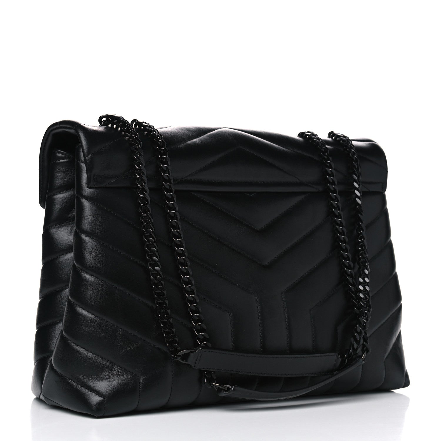 Saint Laurent Calfskin Y Quilted Monogram Medium Loulou Chain Satchel Black 2 of 7
