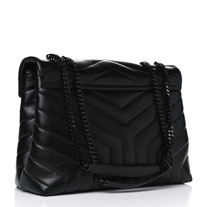 Saint Laurent Calfskin Y Quilted Monogram Medium Loulou Chain Satchel Black 2 of 7