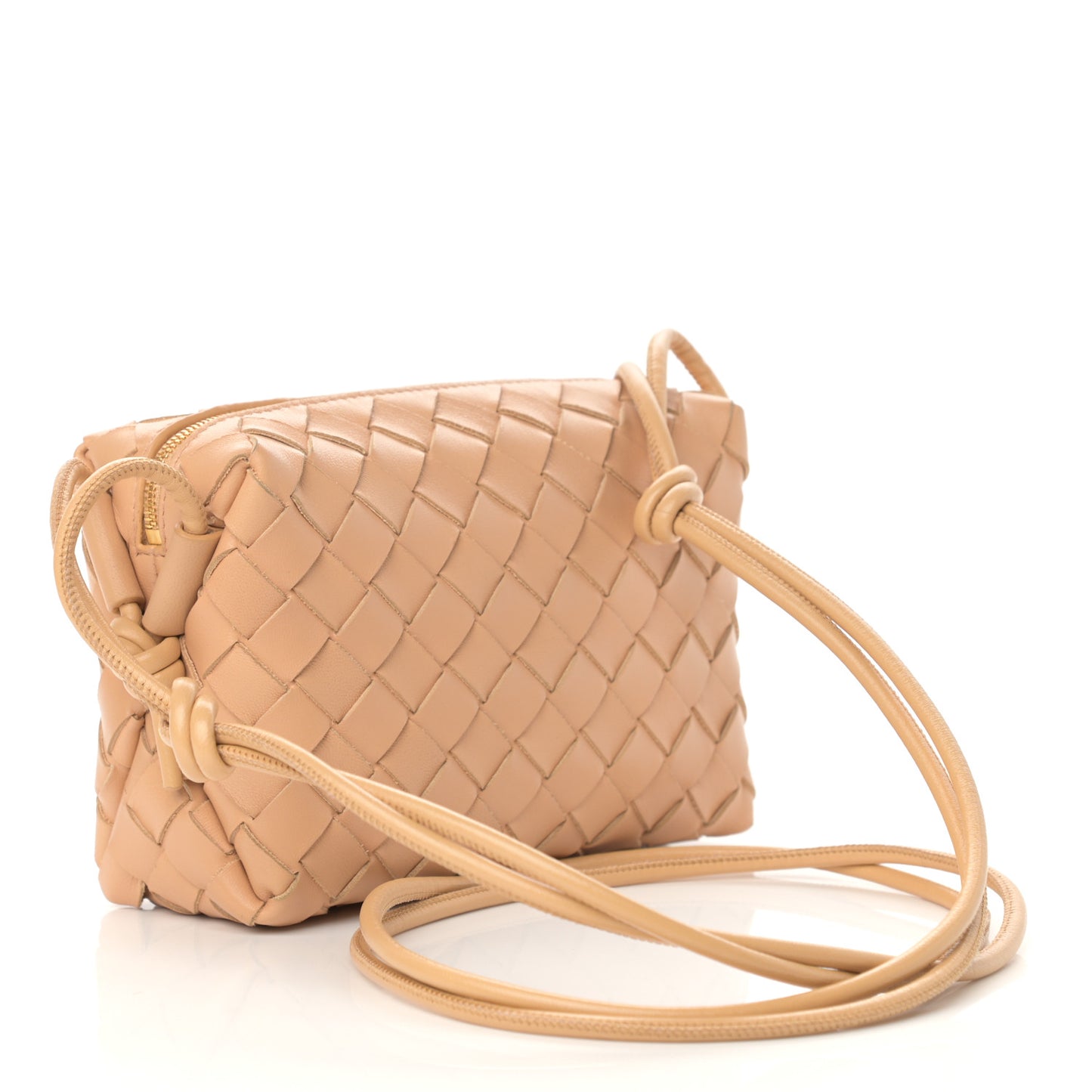 Nappa Calfskin Intrecciato Mini Looping Crossbody Almond