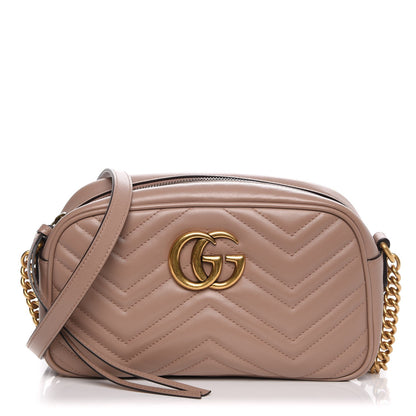Gucci Calfskin Matelasse Small GG Marmont Chain Shoulder Bag Porcelain Rose 1 of 9