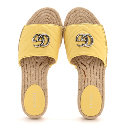 Gucci Nappa Matelasse GG Marmont Espadrille Slide Sandals 37.5 Yellow 2 of 10