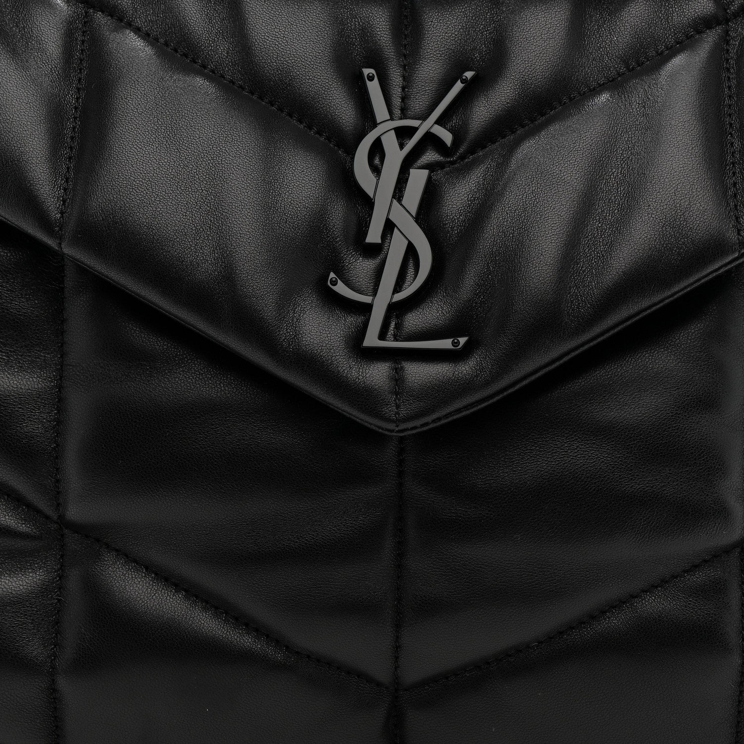 Saint Laurent Lambskin Quilted Monogram Monochrome Medium Loulou Puffer Chain Satchel Black 9 of 11