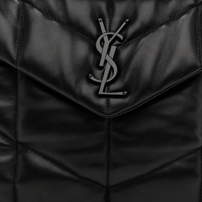 Saint Laurent Lambskin Quilted Monogram Monochrome Medium Loulou Puffer Chain Satchel Black 9 of 11