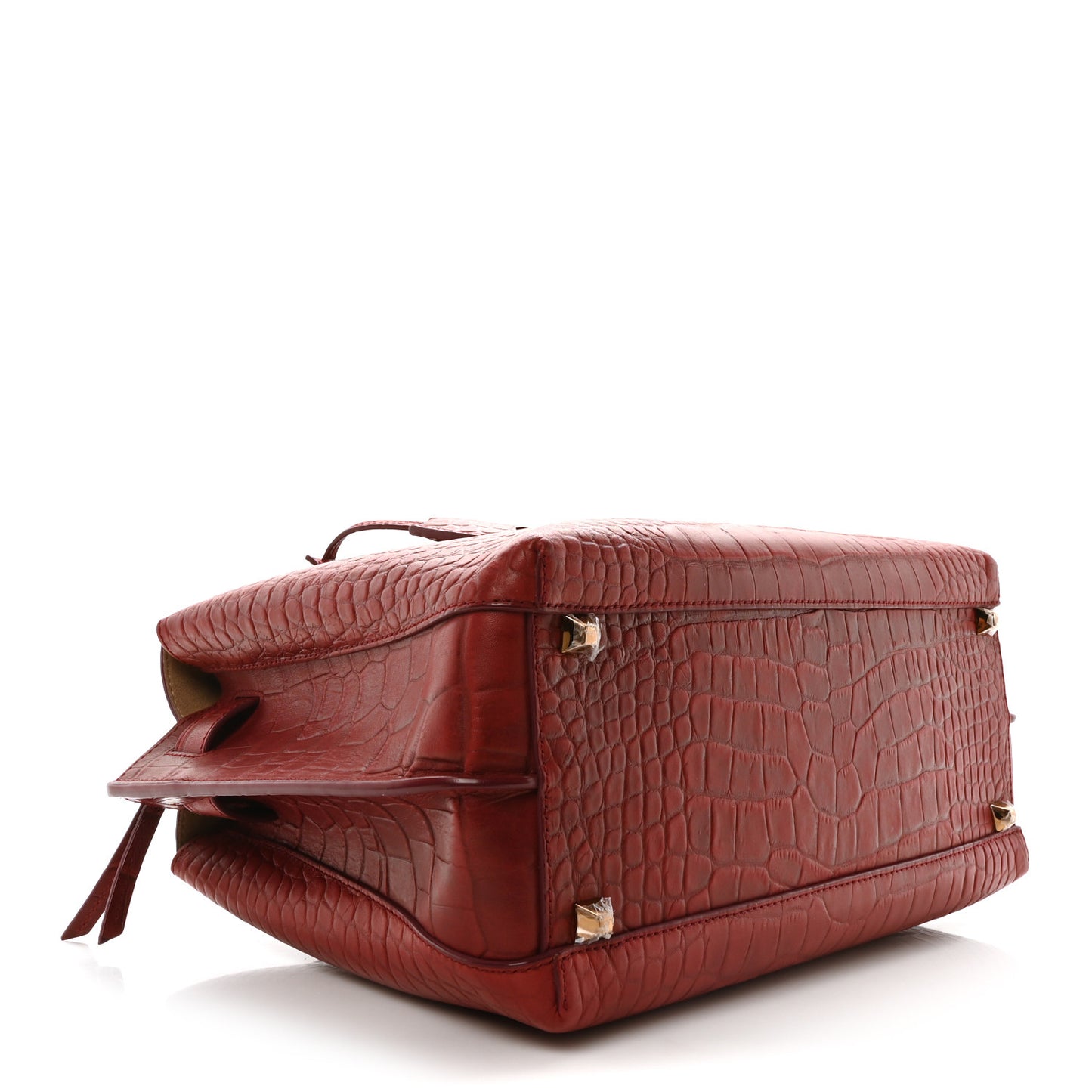 Calfskin Crocodile Embossed Medium Milla Tote Ruby