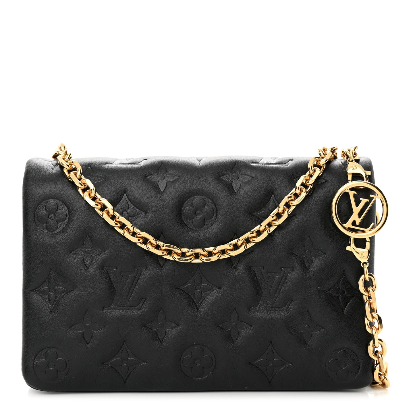 Lambskin Embossed Monogram Pochette Coussin Black