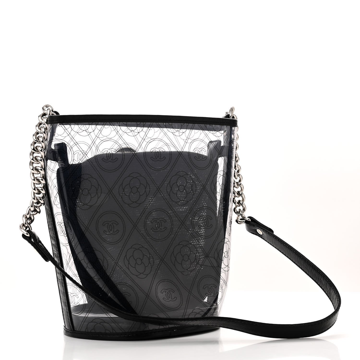 Chanel Crumpled Calfskin PVC Bucket Bag Black 4 of 11