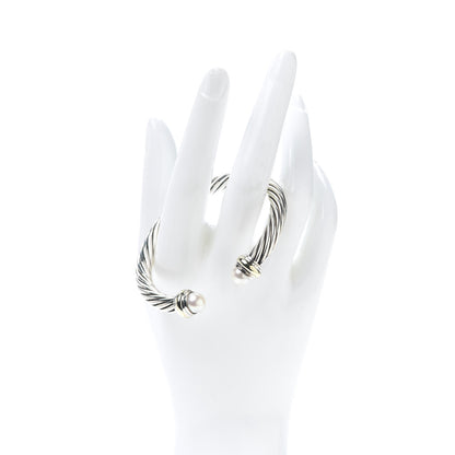 David Yurman Sterling Silver 14K Yellow Gold Pearl 7mm Cable Classics Bracelet 2 of 6