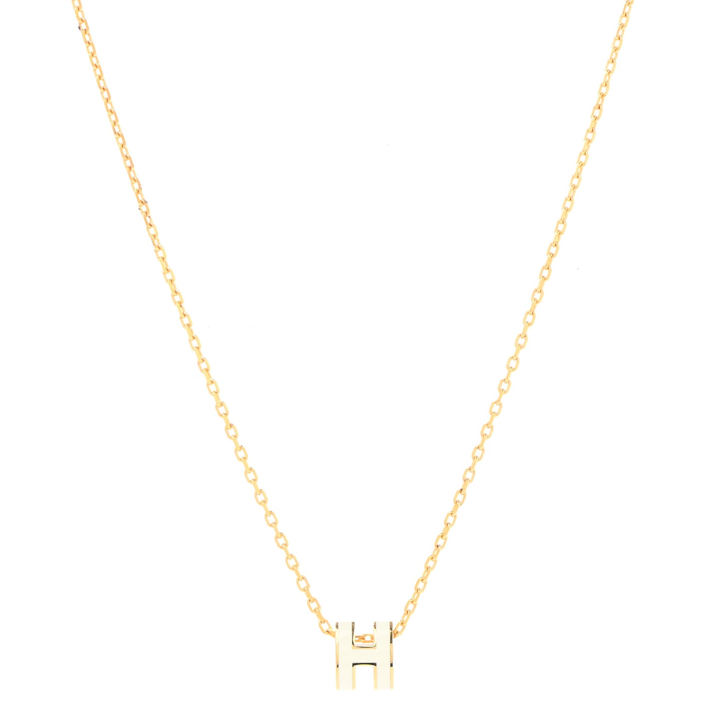 Lacquered Gold Mini Pop H Pendant Necklace White