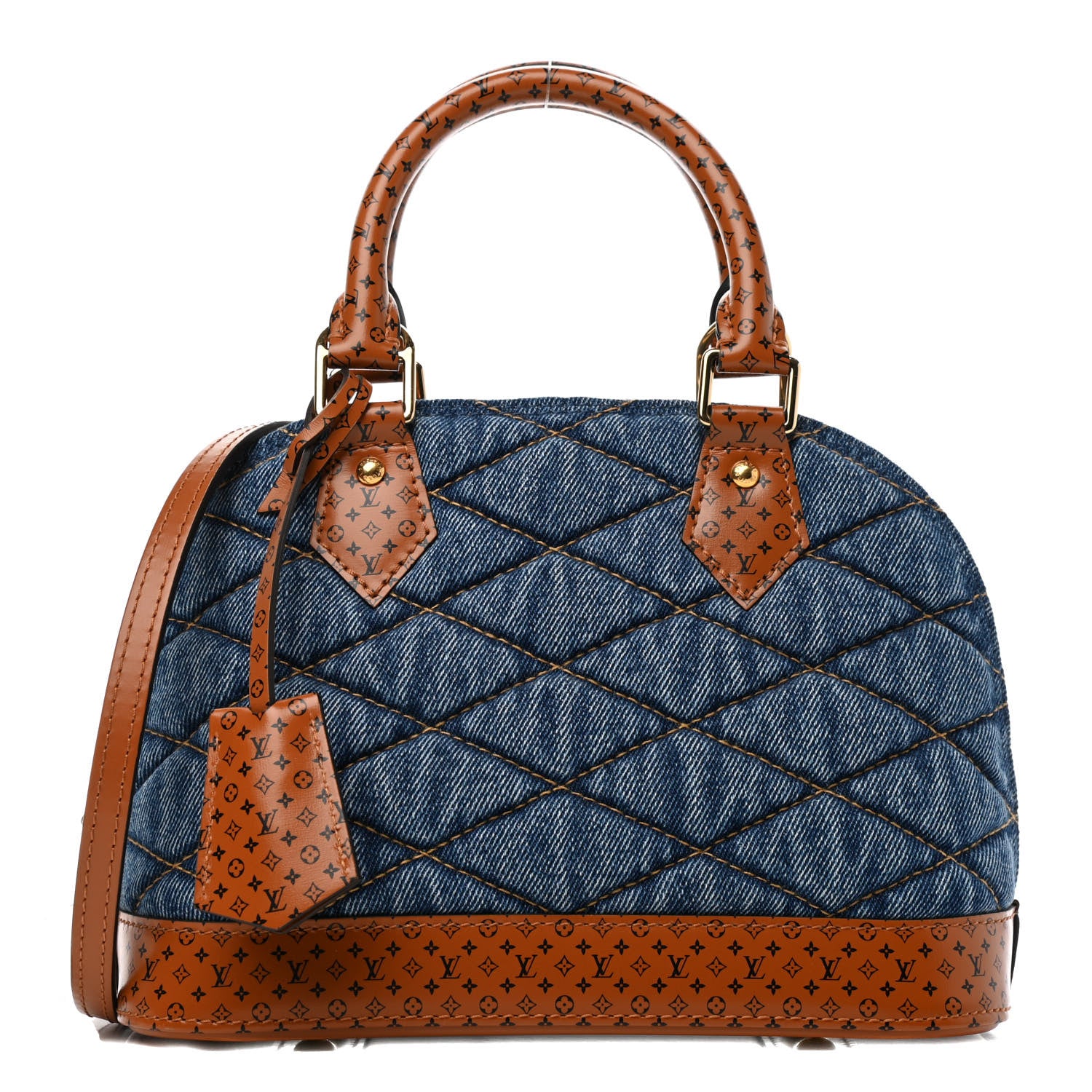 Louis Vuitton Denim Calfskin Reverse Monogram Malletage Alma BB Blue 1 of 4