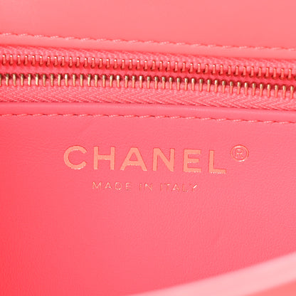 Chanel Lambskin Lacquered Quilted Mini Trendy CC Dual Handle Flap Bag Coral Pink 6 of 10