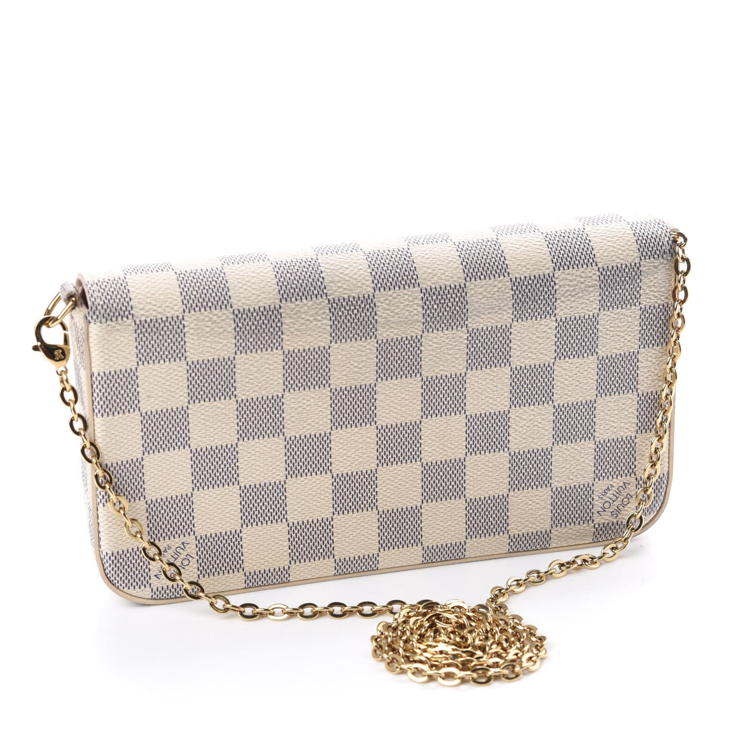 Louis Vuitton Damier Azur Pochette Felicie Chain Wallet Rose Ballerine 3 of 13