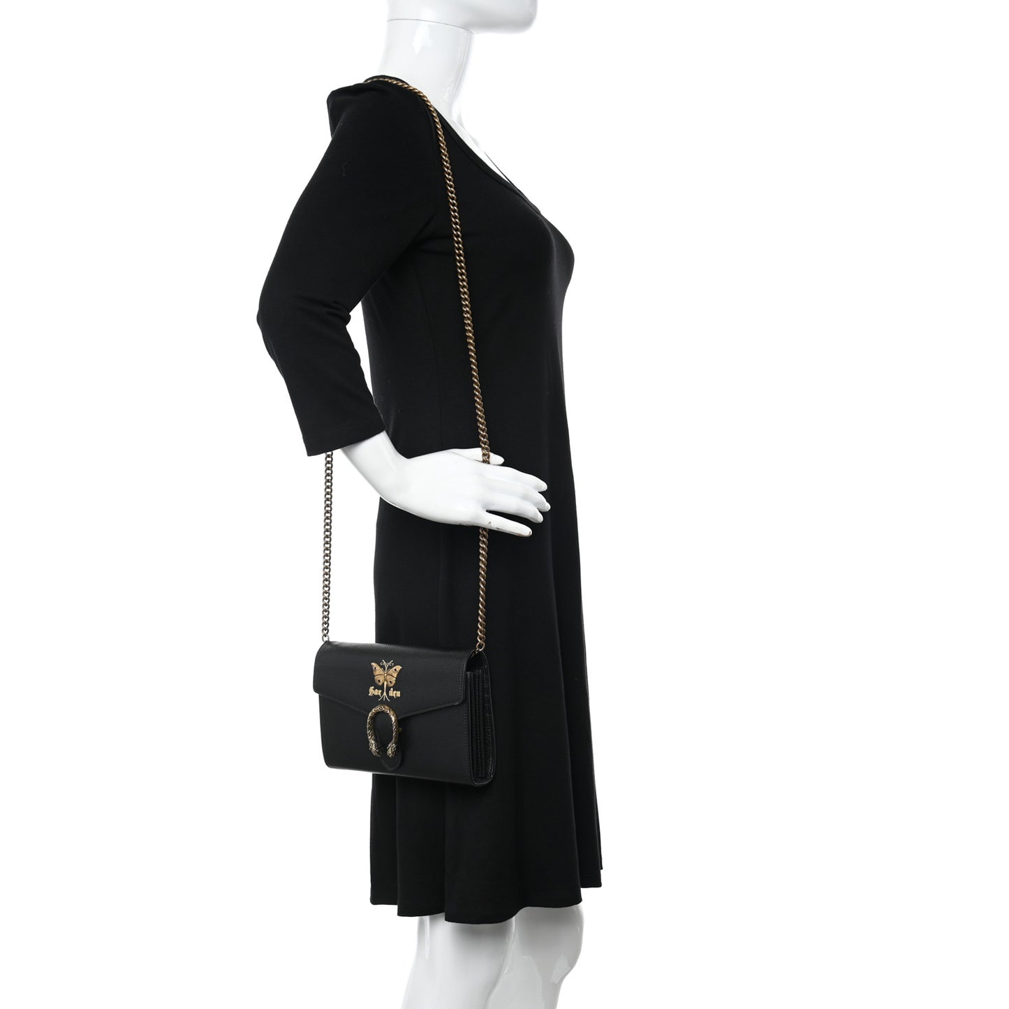 Calfskin Garden Dionysus Chain Wallet Black